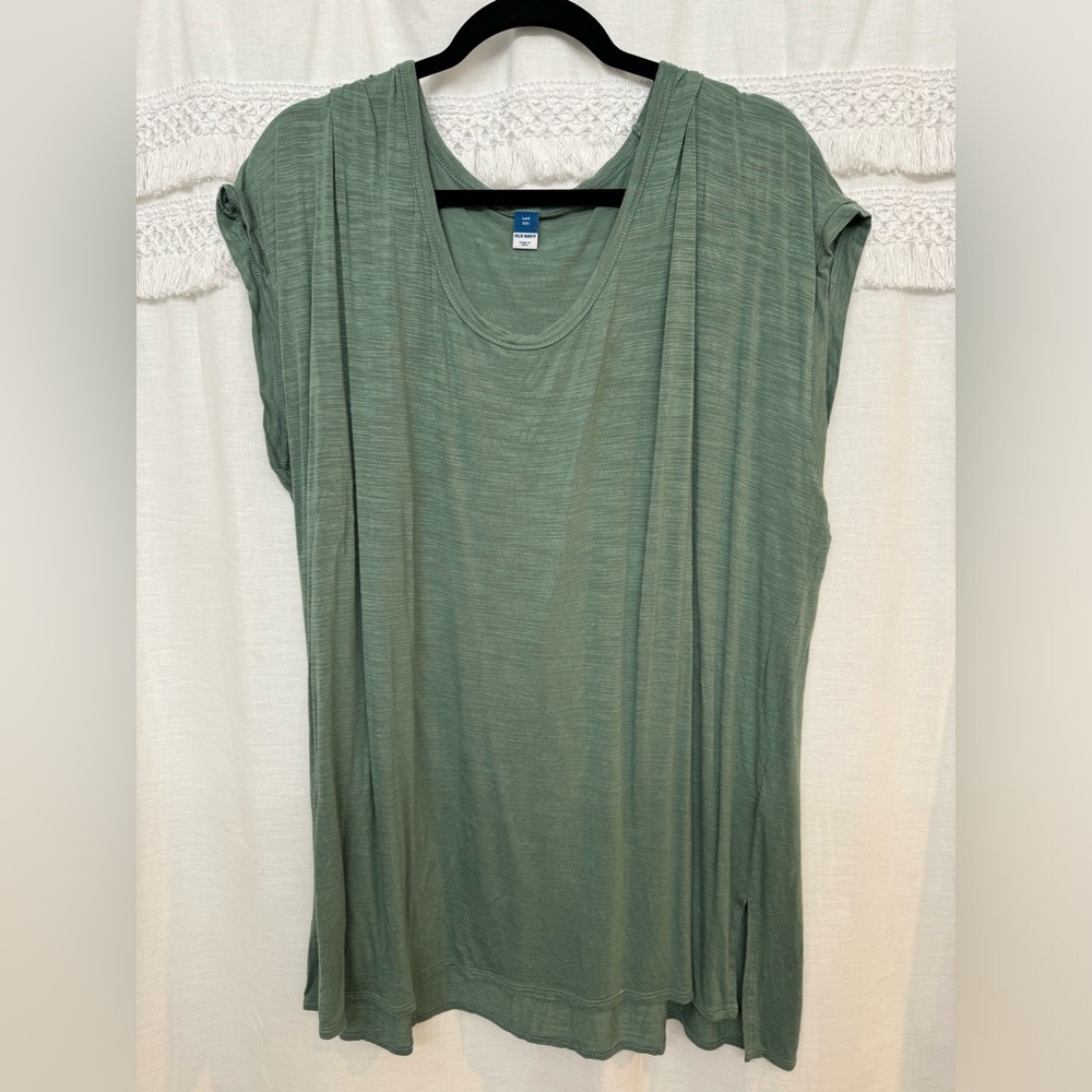 Old Navy Luxe Slub-Knit Tunic T-Shirt Sage Green
